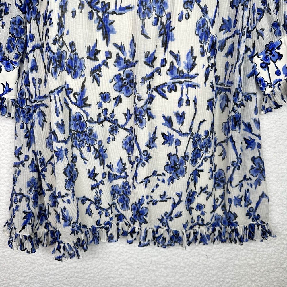 Tory Burch White Dress with Blue Floral Print - Picture 3 of 13